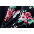 Frauen floral bedrucktes Maxikleid Halfter A-Line-Kleid